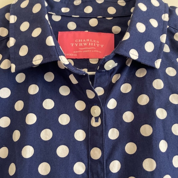Charles Tyrwhitt polka dot shirt blue and white size 4 - Picture 2 of 7